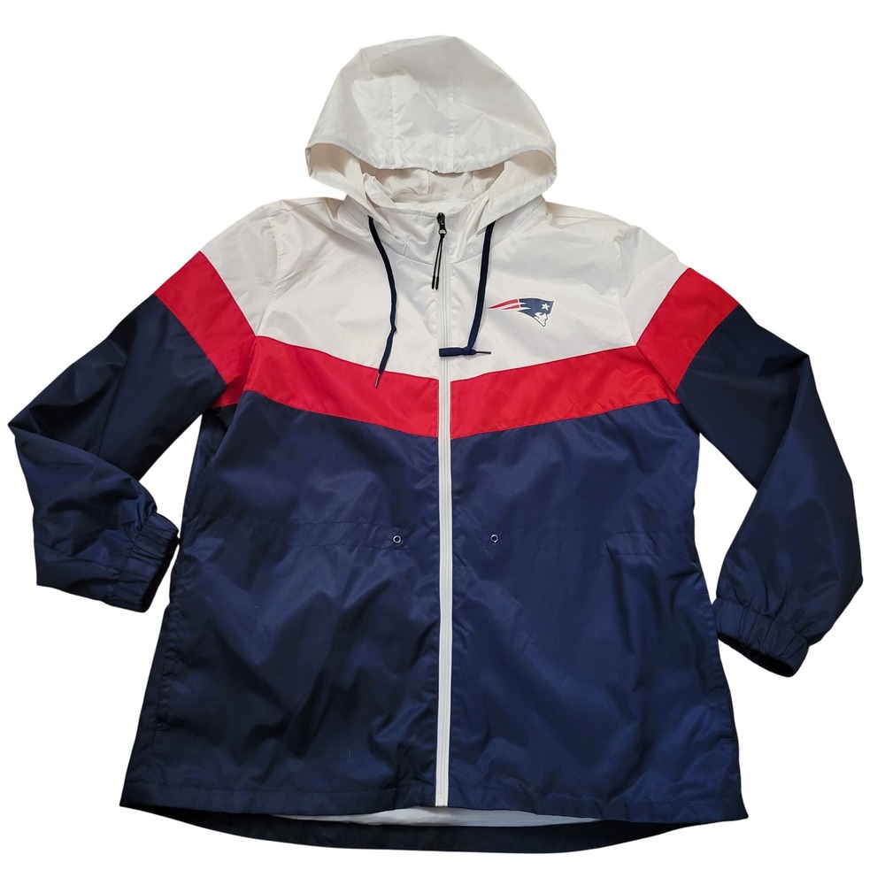 NFL New England Patriots XXL Windbreaker Jacket Colorblock Blue White Football